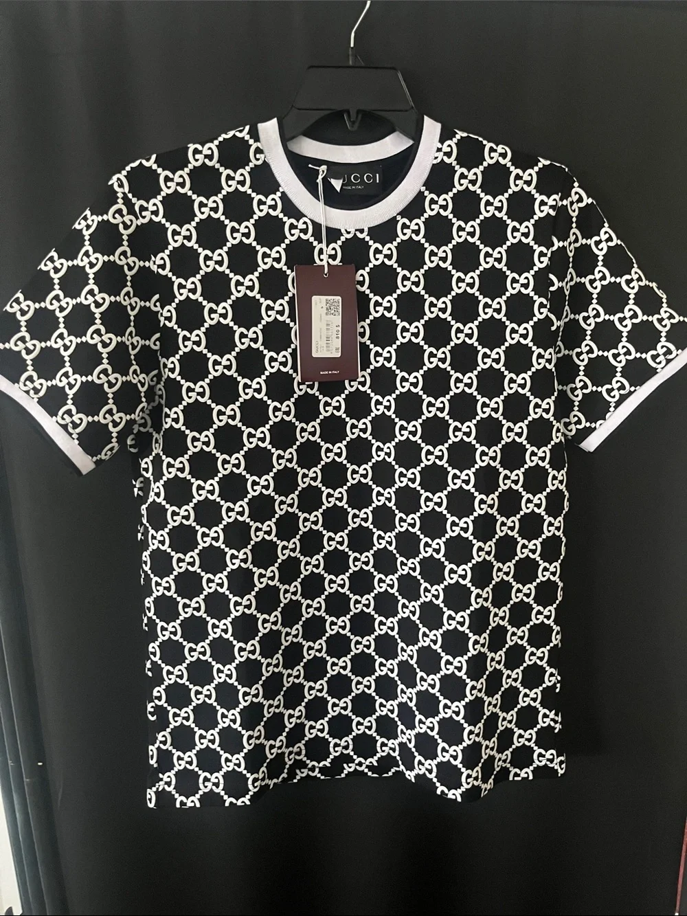 Gucci Black & White Monogram Short Sleeve Tee